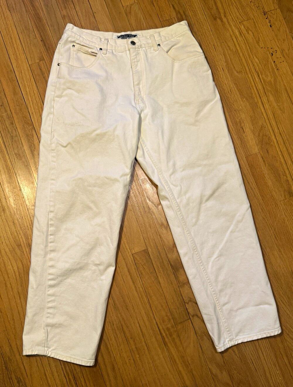 Vintage 90s Anchor Blue Wide Leg Jeans Ecru Off-White Skate Baggy 30x30